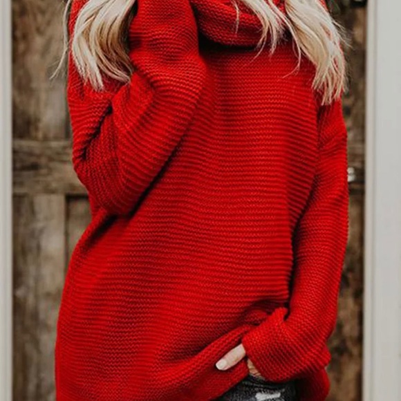 Red turtleneck sweater - Picture 2 of 6